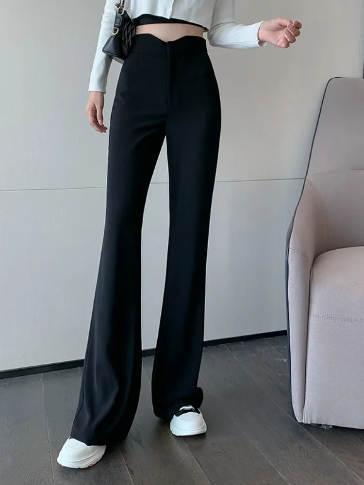 Narrow Version Wide Leg Pants Autumn 2023 New Women's Casual Slim High Waisted Micro Flared Pants Suit Pants Drape Feeling washed yellow clay coloured jeans thin section summer do old narrow version of the niche straight drag ground trousers for women