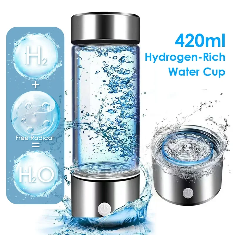 420ml Hydrogen-Rich Water Cup Portable Hydrogenated Water Bottle Alkaline Maker Rechargeable Antioxidan Hydrogen Generator
