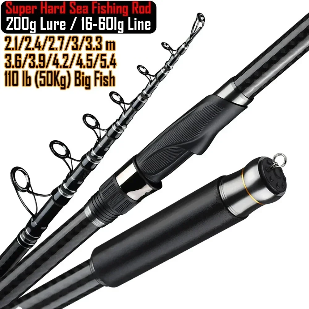 200g Lure 4.5/5.4m Sea Fishing Rod 36T Carbon Fiber Distance