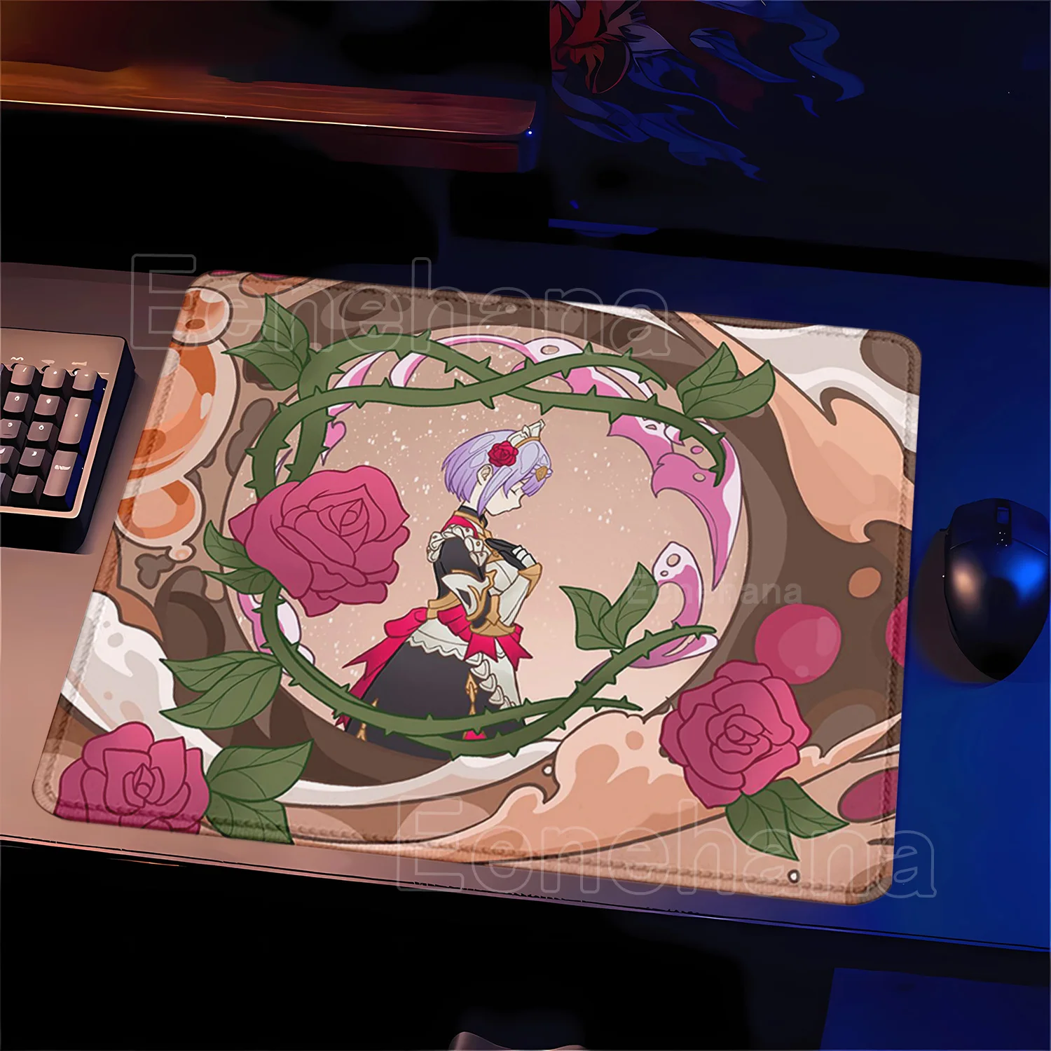 Enhanced Product Title:  
Premium Genshin Impact Themed Small Mouse Pad - Anti-Slip Rubber with Lock Edge