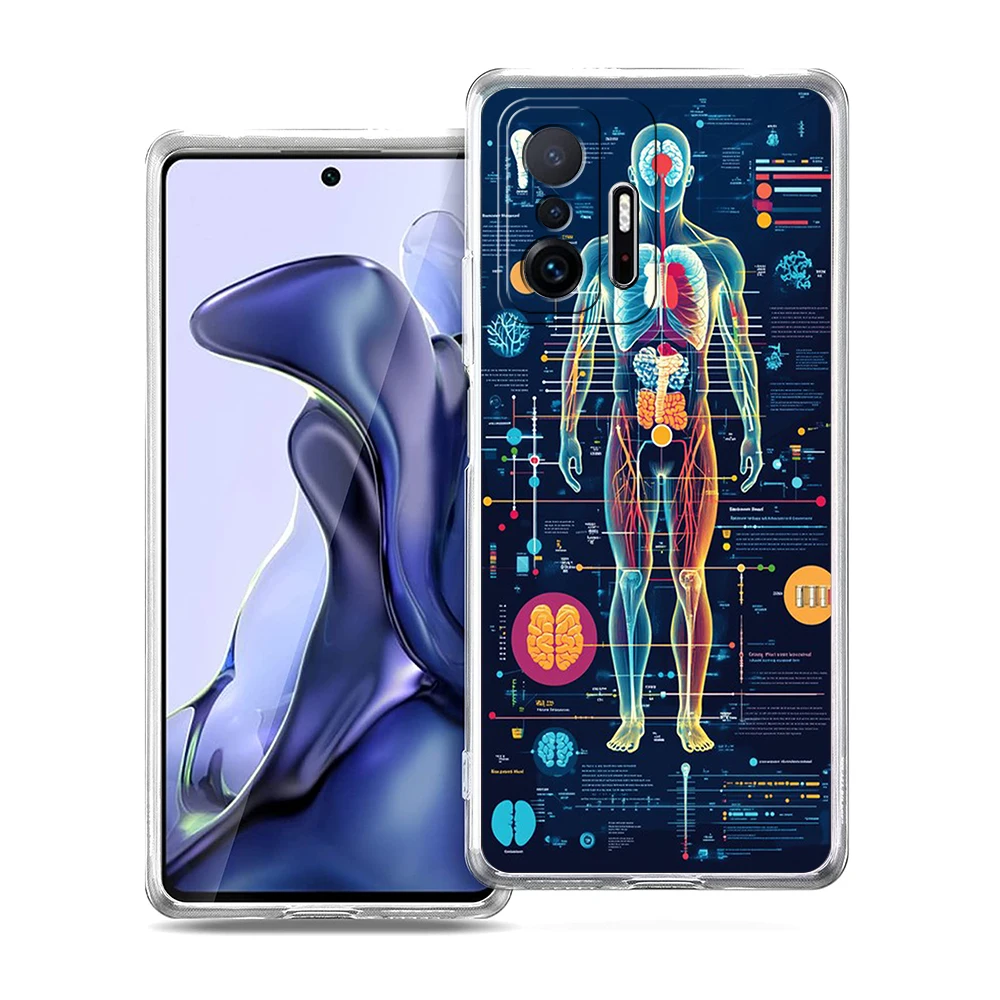 Transparent Soft TPU Shell with Anatomy Skeleton Chalkboard Heart Design