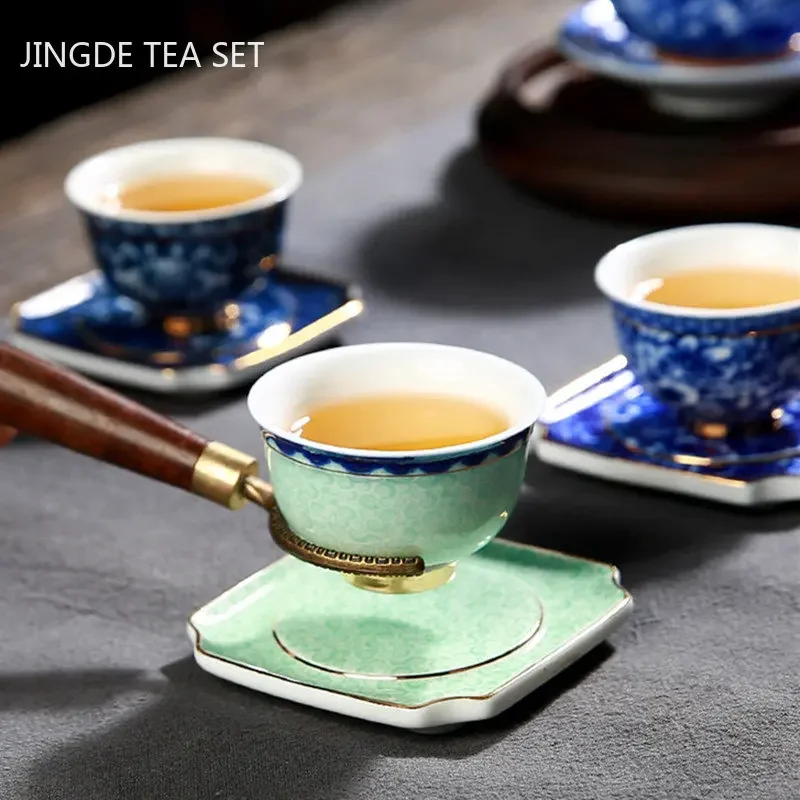 Jingdezhen Blue and White Porcelain Tea Cup Retro Ceramic Master Cup Traditional Tea Set Accessories Portable Tea Bowl