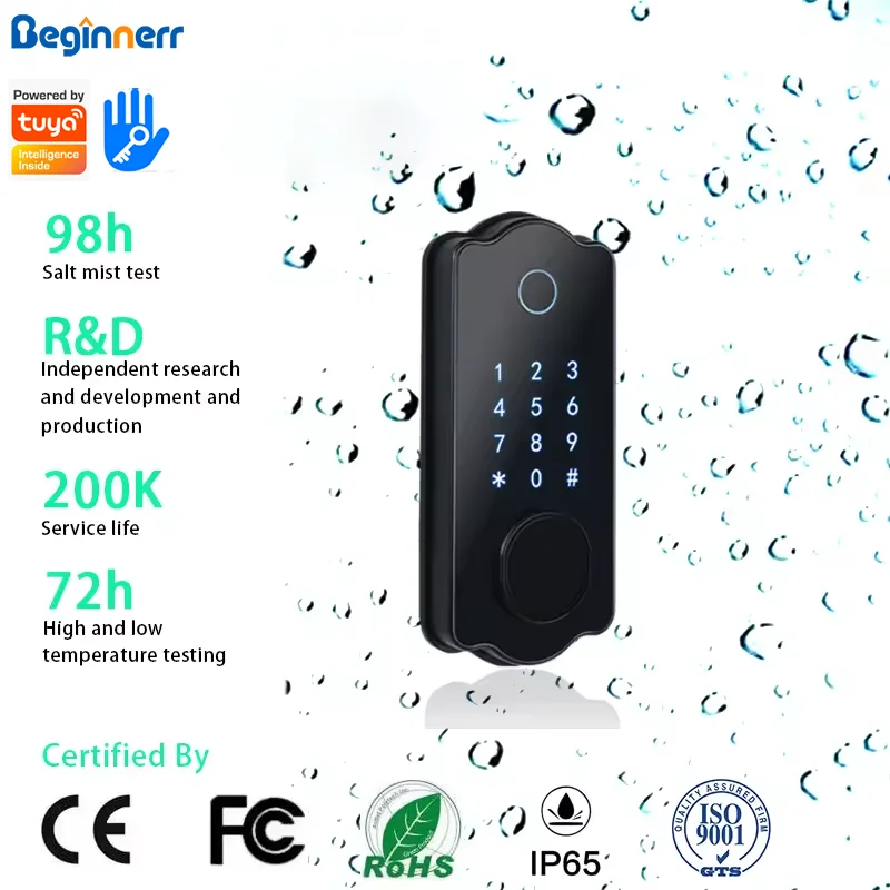 

Wholesale Waterproof IP65 Smart Deadbolt lockTuya BLE TTlock Alexa Google home fingerprint keypad pincodes Automatic door lock