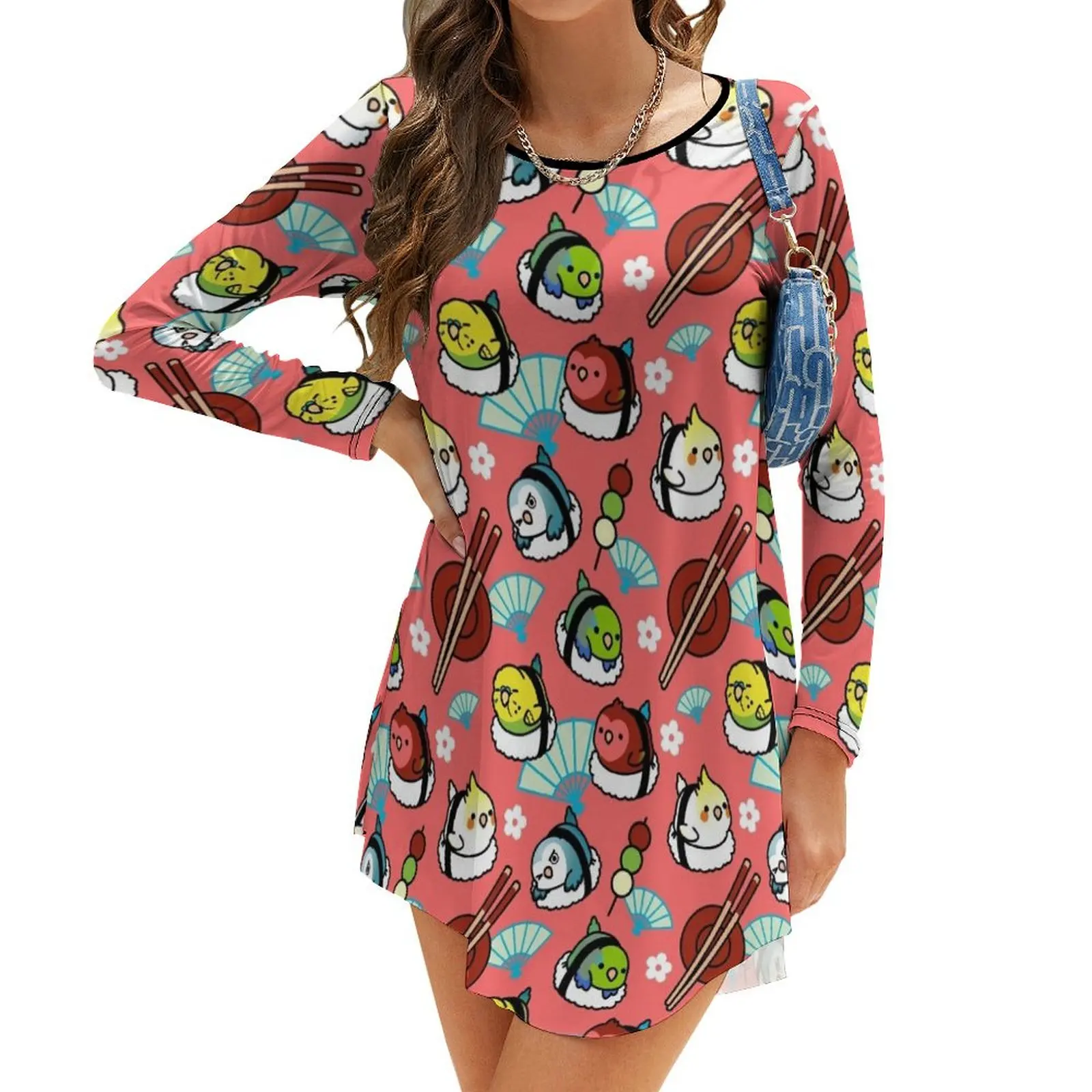 

Sushi Time with Cody the Lovebird & Friends Long-Sleeve Dress dresses korean style birthday dress