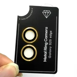 Enhanced Metal Camera Lens Protector Glass - Full Cover Ring Case and Lens Film - S25 Edge (Gold)