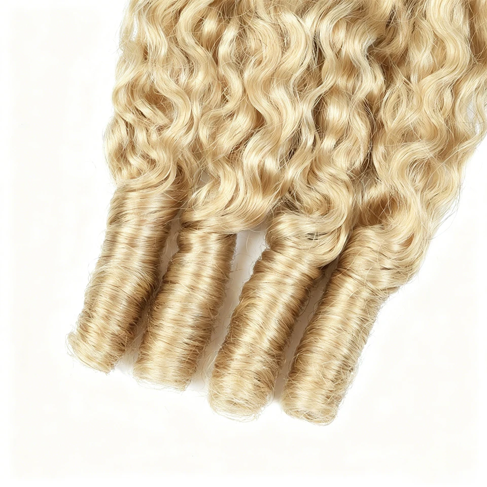 Phashion Burmese Curly 1/3 Pacchetti # Extension di capelli vergini ondulati colore 613, ricci e voluminosi, 100% capelli umani per donna, offerte speciali - immagine 5