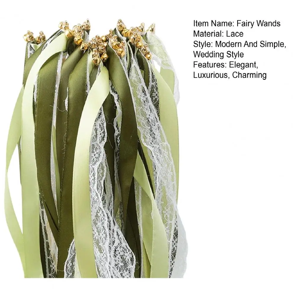 10Pcs 60cm Fairy Wands Ribbon Lace Fairy Stick With Bells Chromatic Silky Party Streamers For Wedding Birthday Party Fovors