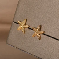 Vintage Summer Starfish Stainless Steel Stud Earrings For Women Simple Star Shell Earrings Stud Ocean Party Jewelry Gift 2025 - Image 2