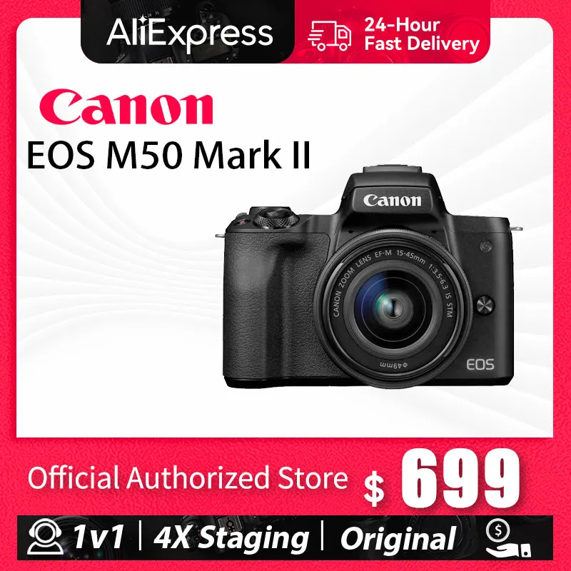 Canon EOS M50 Mark II APS C Portable Mirrorless Digital Camera 4K Video