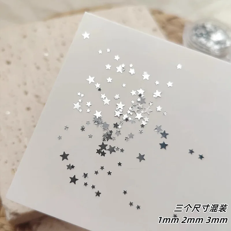 혼합 스타 네일 글리터 액세서리 크기 혼합 실버 펜타그램 미니 컬러 초박형 네일 패치 장식