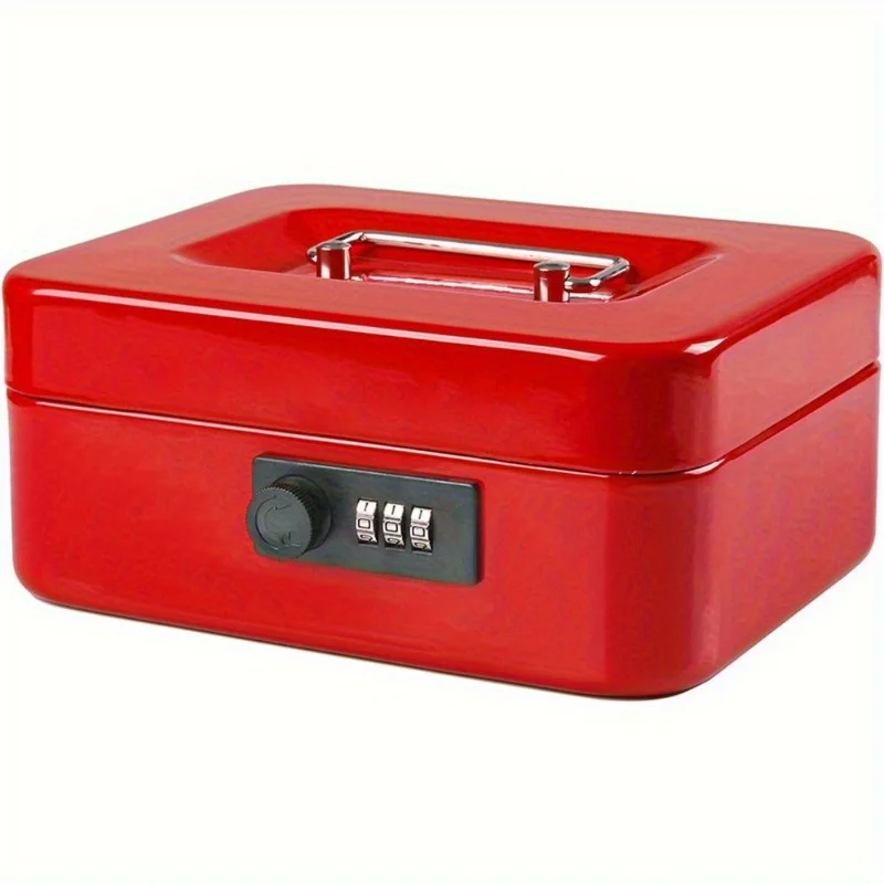 Cash Box Secure Steel Money Box with Combination Lock - Durable Portable Money Box with Removable Coin Tray Money Bank 4