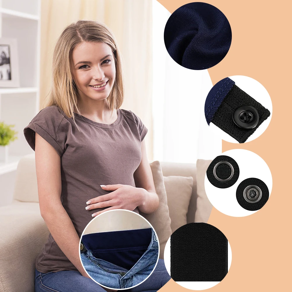 5Pcs Pregnancy Adjustable Extender Waist Band Pants Jeans Elastic Waistband Belt with Extend Button Garment Accessories 2