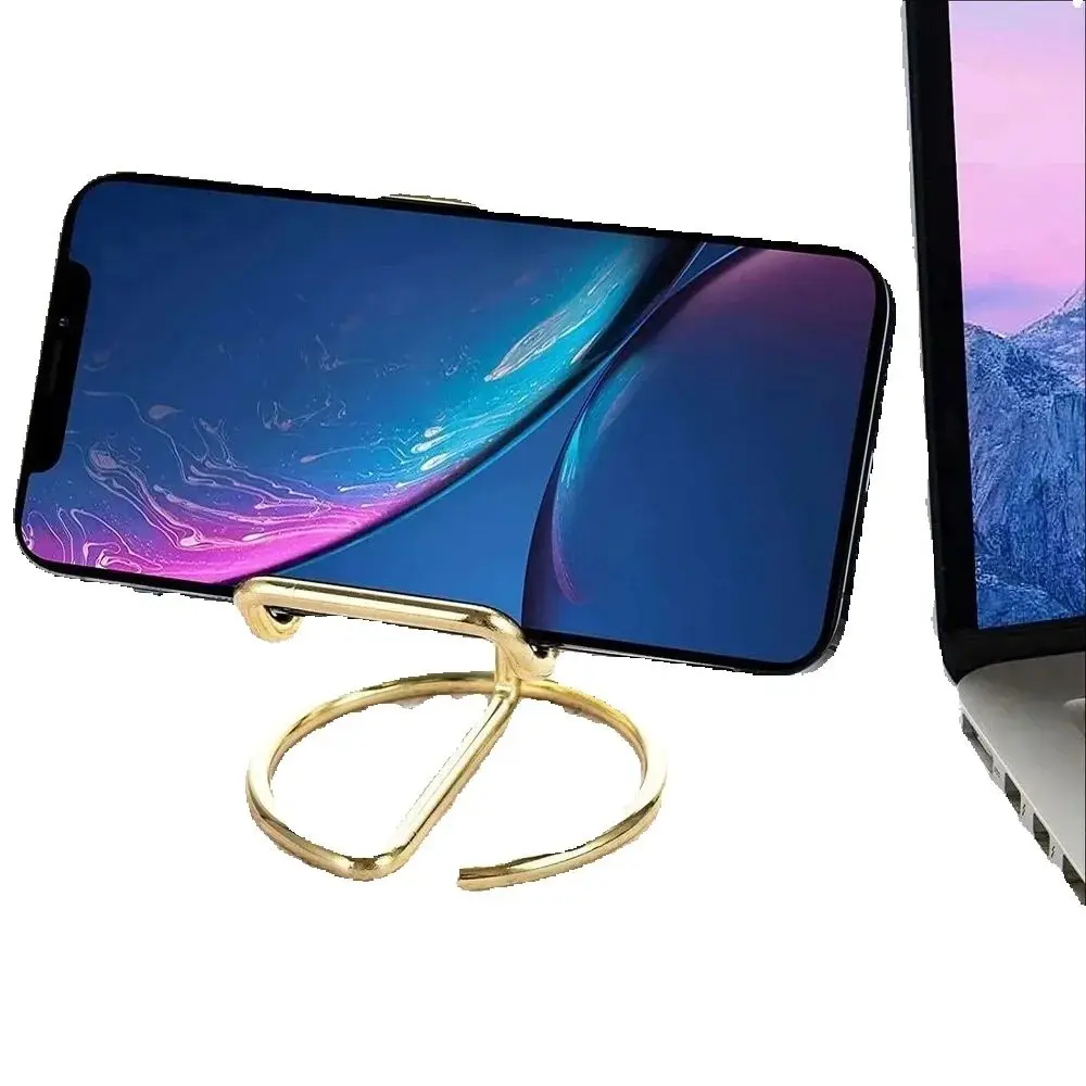 1Pcs 황금 책상 전화 홀더 금속 명함 홀더 전화 랙 사무 용품 데스크 디스플레이 스탠드 데스크 액세서리