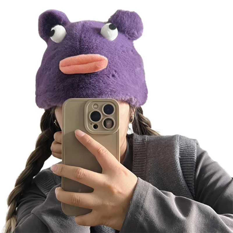 사랑스러운 플러시 곰 모자 방풍 따뜻한 해골 모자 풀오버 비니 여성 재미 있은 모자