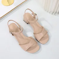 Sandales pour femmes 2026 – Été – Cuir souple – Grandes tailles – Talon épais – Bride à boucle droite – Sandales à talons hauts pour femmes 5