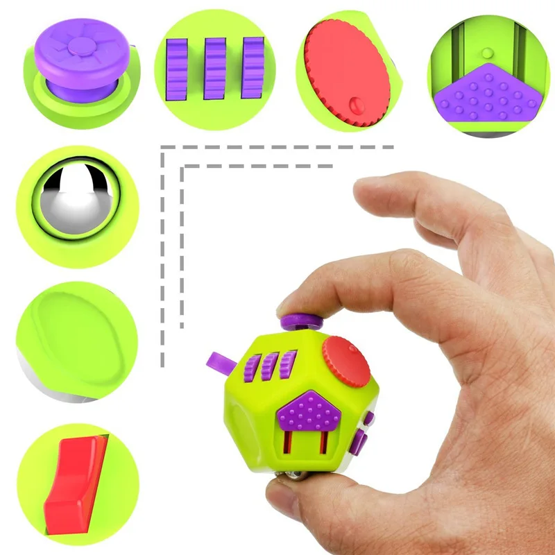 Fidget Toys Funny 12 Sided Cube Decompression Toy Hand Pinching Venting Autism ADHD Anxiety Stress Relief For Kids Adult