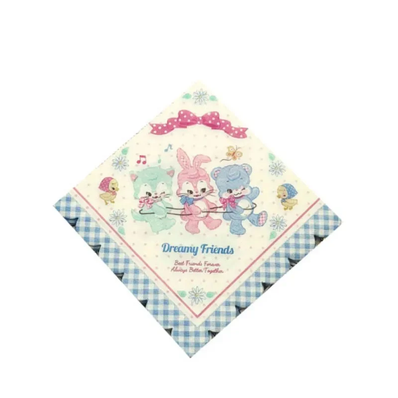 15pcs/Pac 2-Ply Colorful Printed Napkins Creative Lace Cutout Folded Paper Napkin Party Restaurant Table Mat Wood Pulp Paper