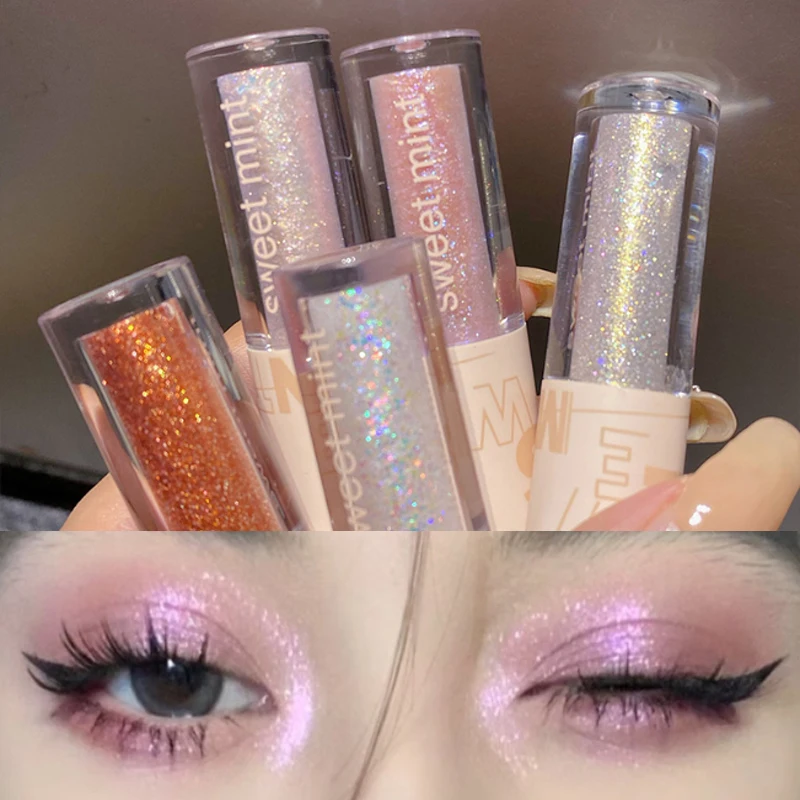 Shine Pink Eyeshadow Liquid Glitter Eye Shadow Pearly Shimmer Sdraiato Silkworm Long Lasting Waterproof Eye Makeup Cosmetici Coreani