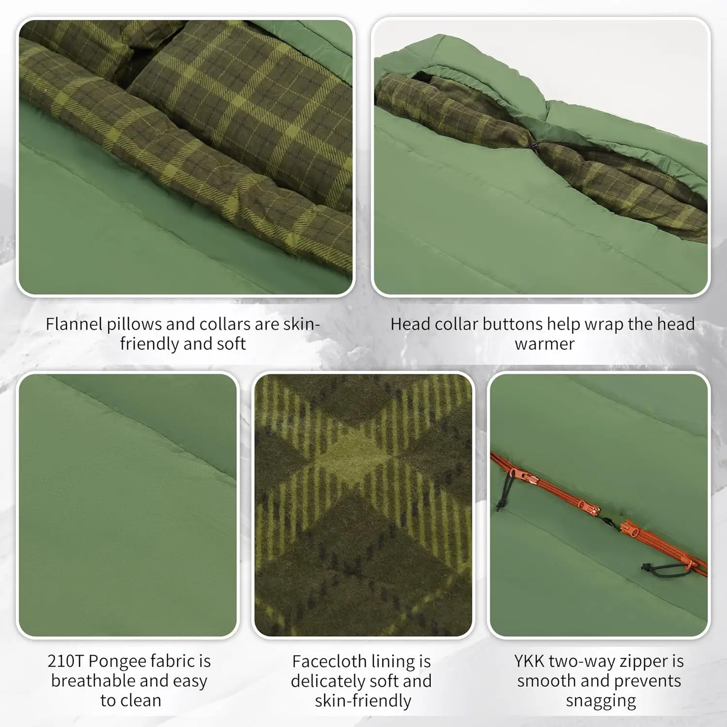 0 Degree Flannel Two Person Sleeping Bag with Pillows for Adults, Couples & Family, Doublewide Double Sleeping Bag 2 Person for