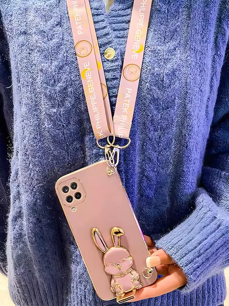 Sleek Crossbody Lanyard Rabbit Plating Case - Enhanced Protection