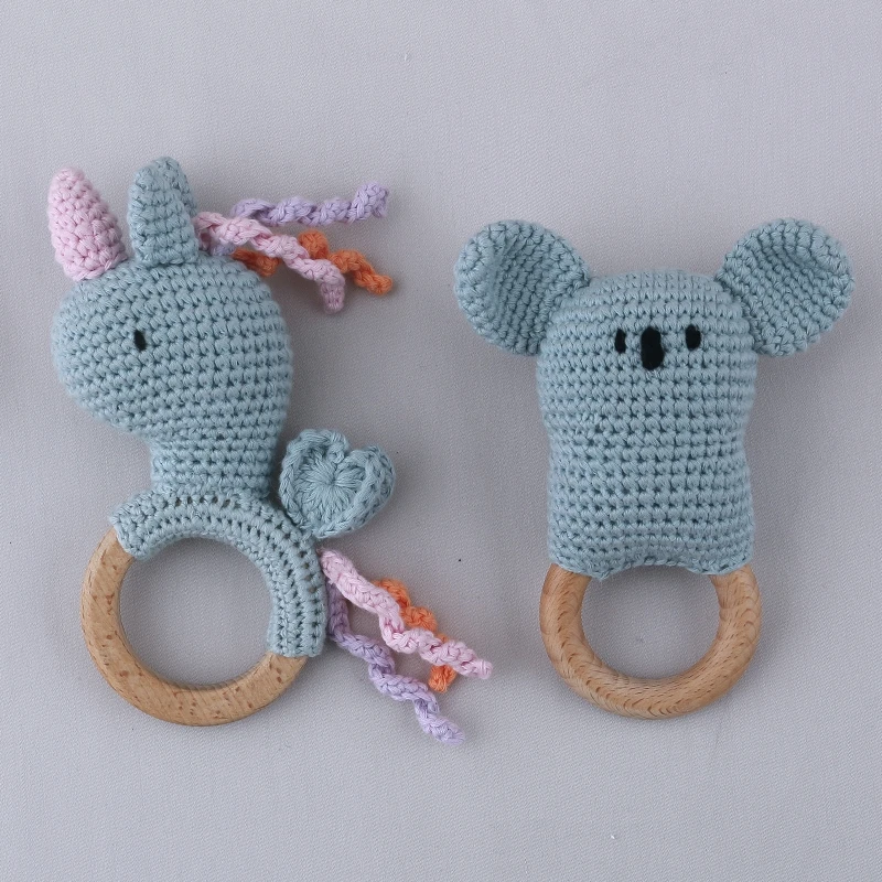 1pc Baby Wooden Teether Natural Teething Grasping Toys Mobile Pram Crib