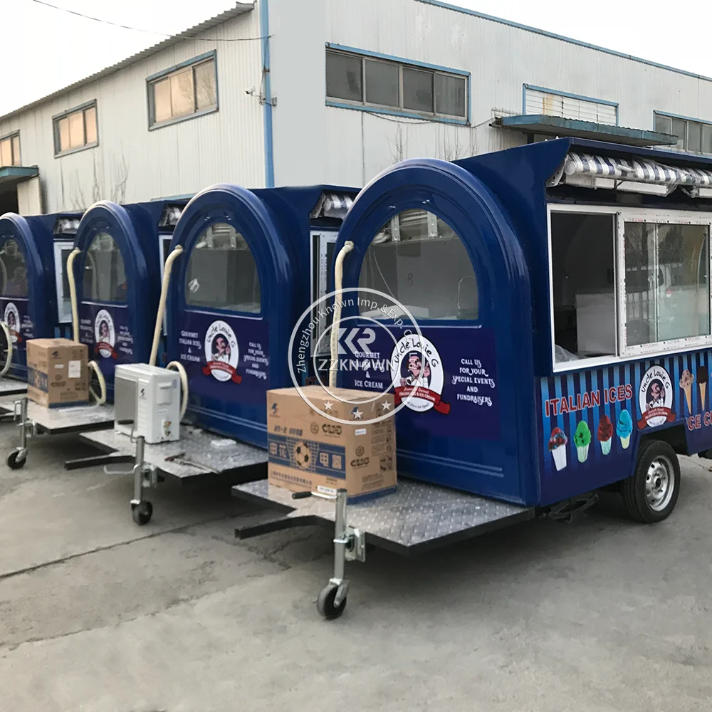 Commercial Fiberglass Food Trailer Coffee Food Truck Small Cafe Counters Carts Ice Cream Trailer