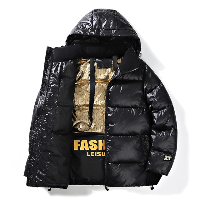 Winter New Men's Black Gold Cotton-Padded Straps Jacket Hooded Thickened Warm Detachable Cap Parka Waterproof Coat Plus Size 7xl