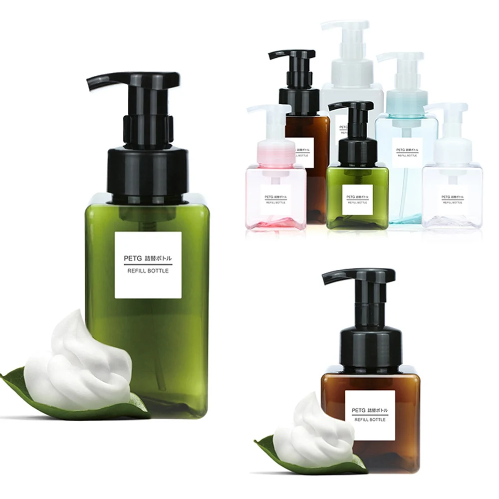 Square Clear Liquid Dispenser Foaming Bottle Soap Mousse Bottling Shampoo Lotion Shower Gel Foam Pump Bottles 1Pcs 250/450/650ml