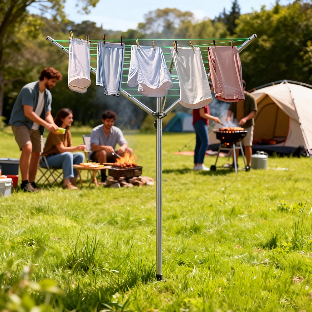 30CM Regenschirm Trocknen Kleidung Rack Heavy Duty Wäscheleine Outdoor Kleidung Linie Mobile Kleidung Regal Haushalt Einfache Trocknen Racks – Detail 9