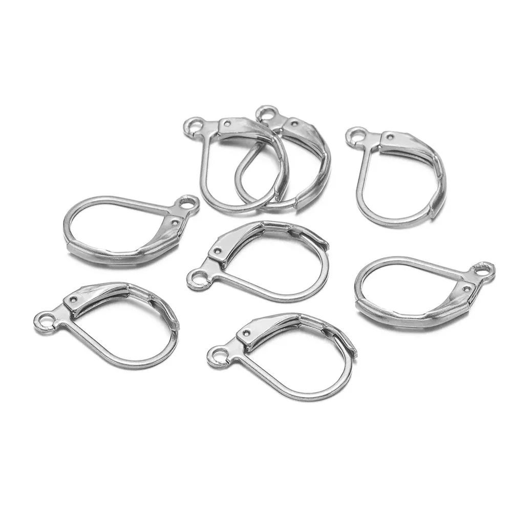 20 Stück Edelstahl-Ohrringe, Creolen-Ohrring-Verschlüsse, passend für Ohrhaken-Fassungsbasis für DIY-Ohrringe, Verbinder, Schmuckherstellung – Detail 5