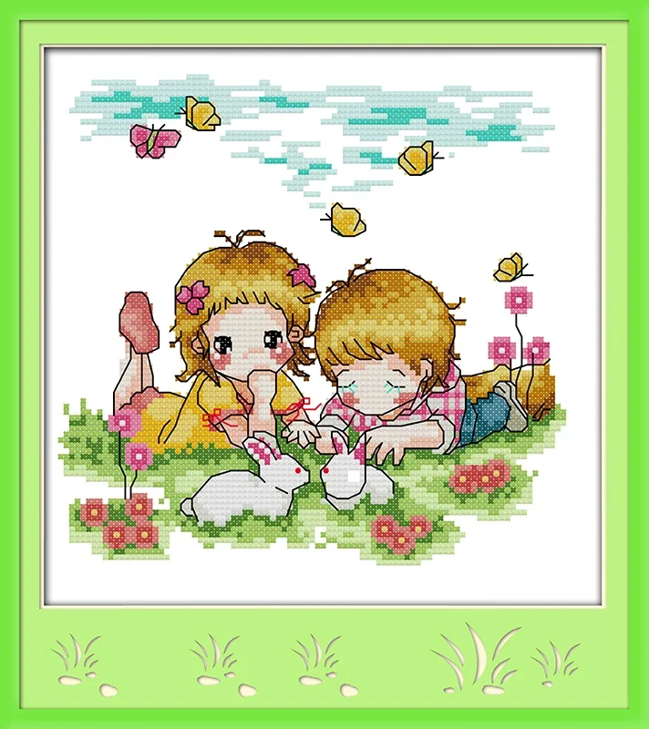 

Набор для вышивки крестиком влюбленных, «лежа вместе в Луге», 14ct 11ct, Детская вышивка, рукоделие «сделай сам»