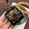 European and American Heavy Lndustry Jewelry Black Enamel Spring Open Bracelet Inlaid With Glass Bracelet For Women 2