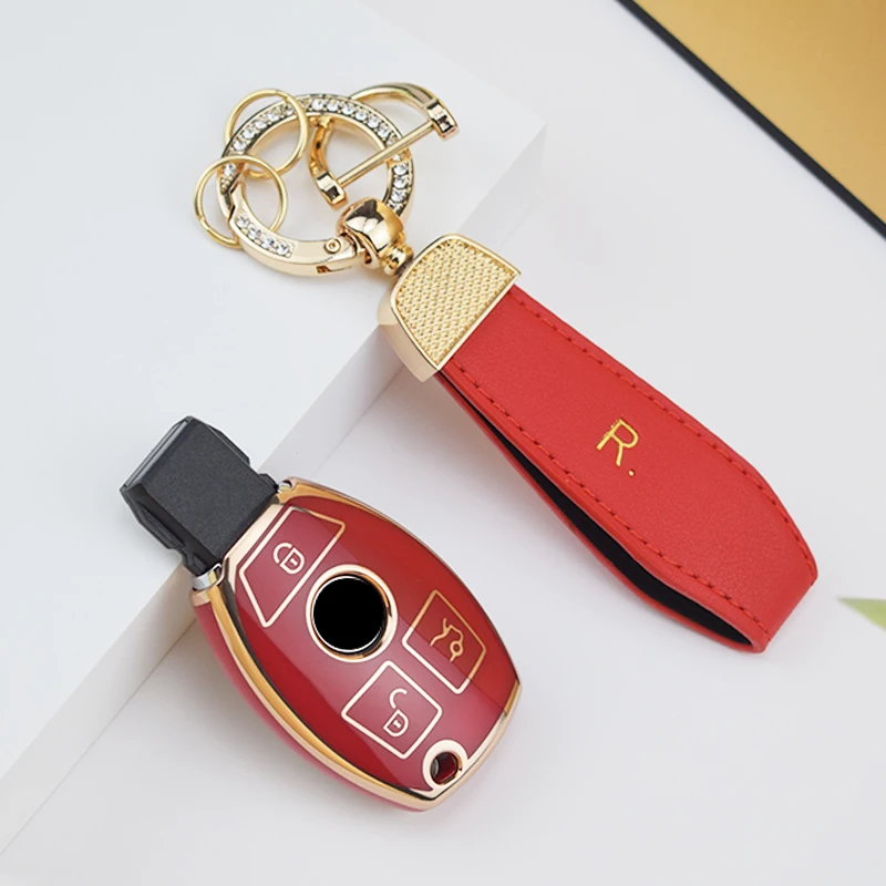 Key Case Cover Key Case Car Key Shell Keychain Holder for Mercedes Benz A B C S Class AMG GLA CLA GLC W176 W221 W204 W205 Car Key Accessories
