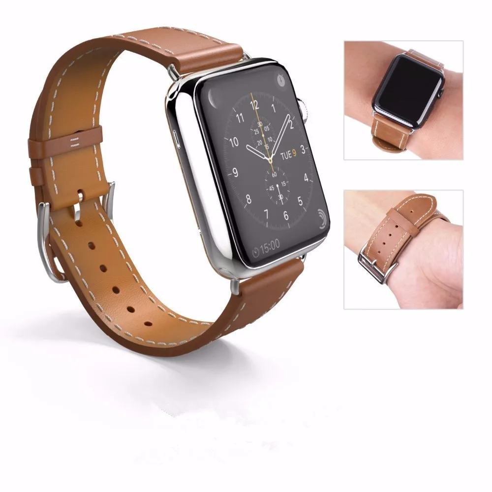 Single tour for Apple watch band 44mm 40mm 45mm 41mm 49mm 42mm Genuine Leather bracelet iWatch series 3 4 se 6 7 8 ultra 2 strap