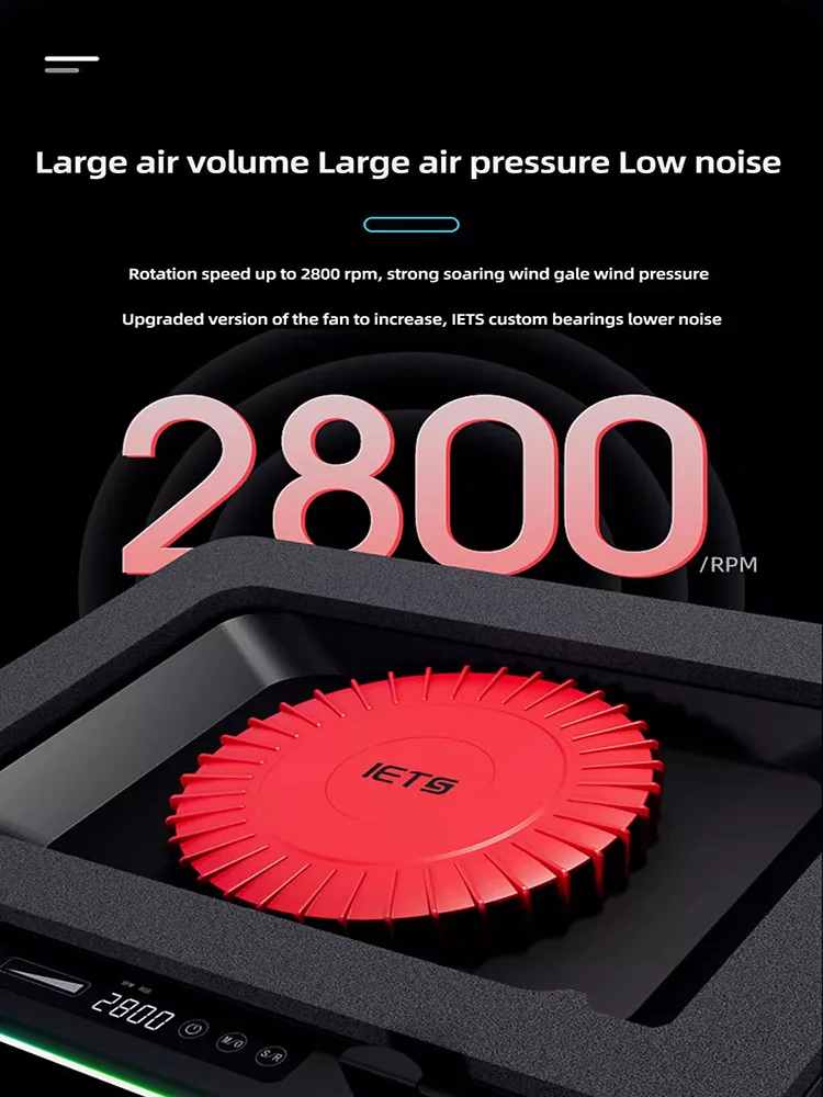 IETS IV pressurised notebook cooler with large fan and large air pressure and dustproof base stand to boost and cool down