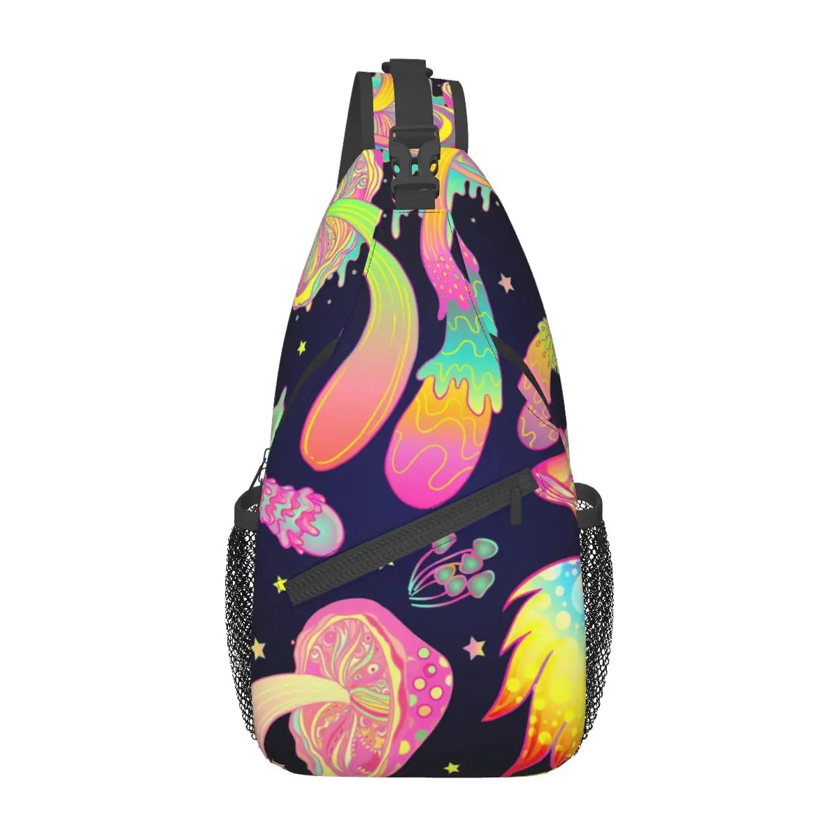 

Shoulder Bag Magic Mushrooms Psychedelic Hallucination Men Chest Bag Sling Crossbody Bag for Male Casual Phone Bag
