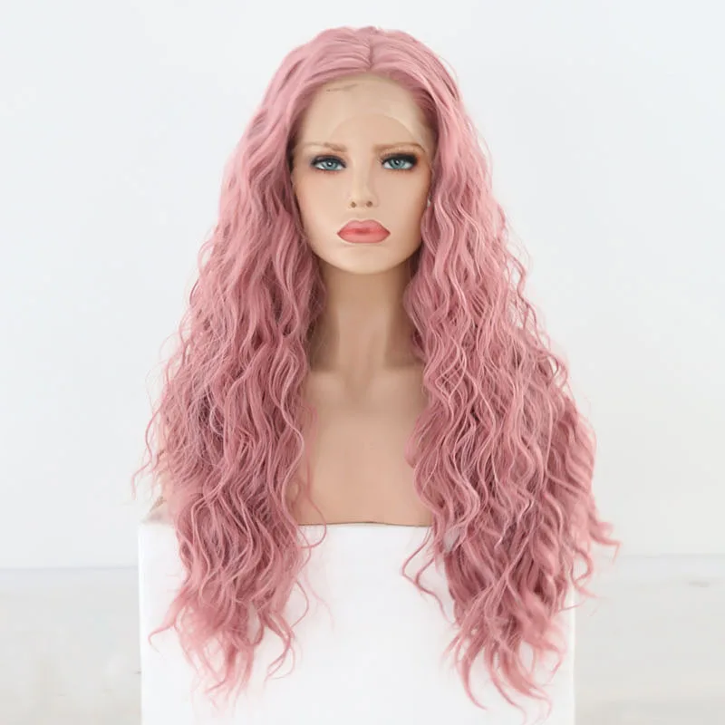 AIMEYA Long Wavy Synthetic Lace Front Wig Glueless Brown Hair Wig Lace Wigs for Women Natural Hairline Cosplay Wigs Synthetic