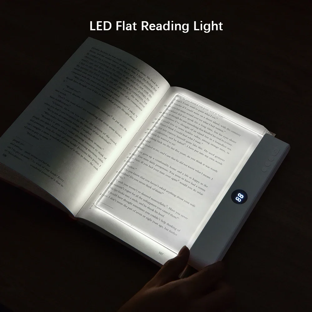 Book Light, Led Lights, Rechargeable LED Flat Book Lights,3 Colors & Timer, Dimmable Panel Plate Book Lamp 1