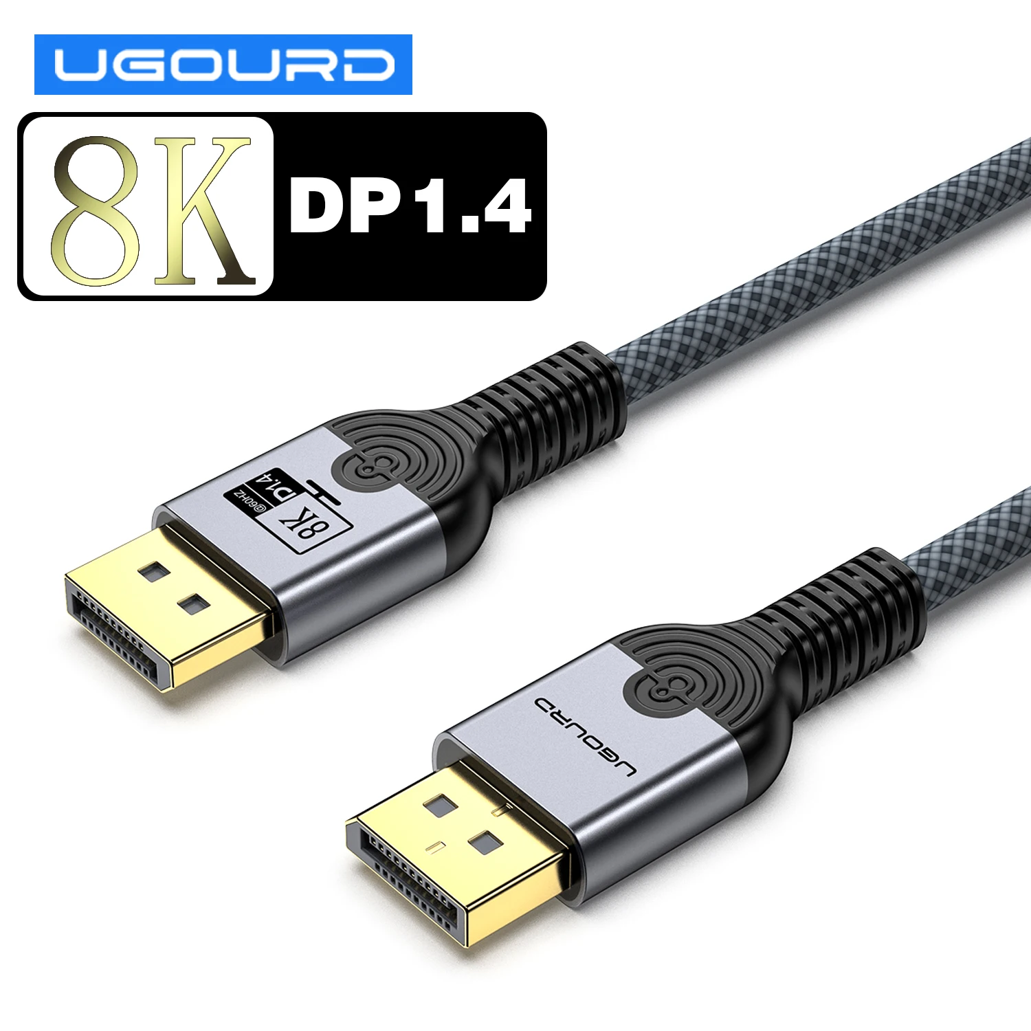 Cabo UGOURD DP1.4 com Núcleo de Fio de Cobre, Cabo Masculino para Masculino 8K@60Hz 4K144Hz, Cabo de Vídeo Ultra Alta Definição, Cabo Displayport 1m 5m