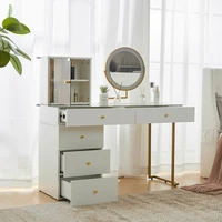 KOMHTOM LED Lighted Mirror Transparent Toughened Glass Tabletop Set