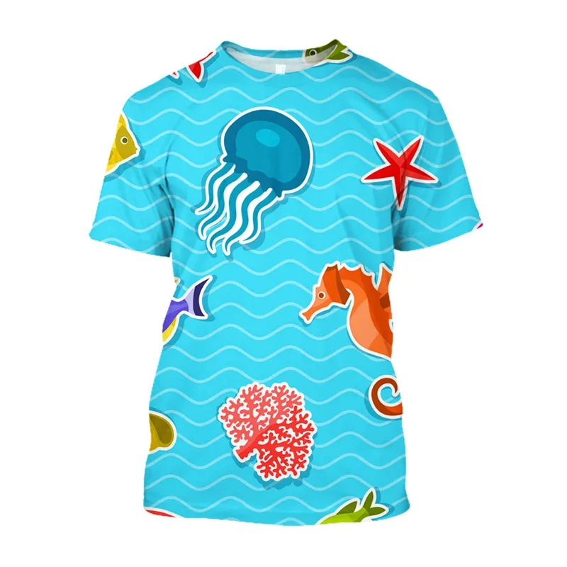 

New 3D Printed Tropical Ocean Animal T Shirt Children Fashion Streetwear T-shirts For Men Summer Hawaiian Y2k Clothing Tee Shirt