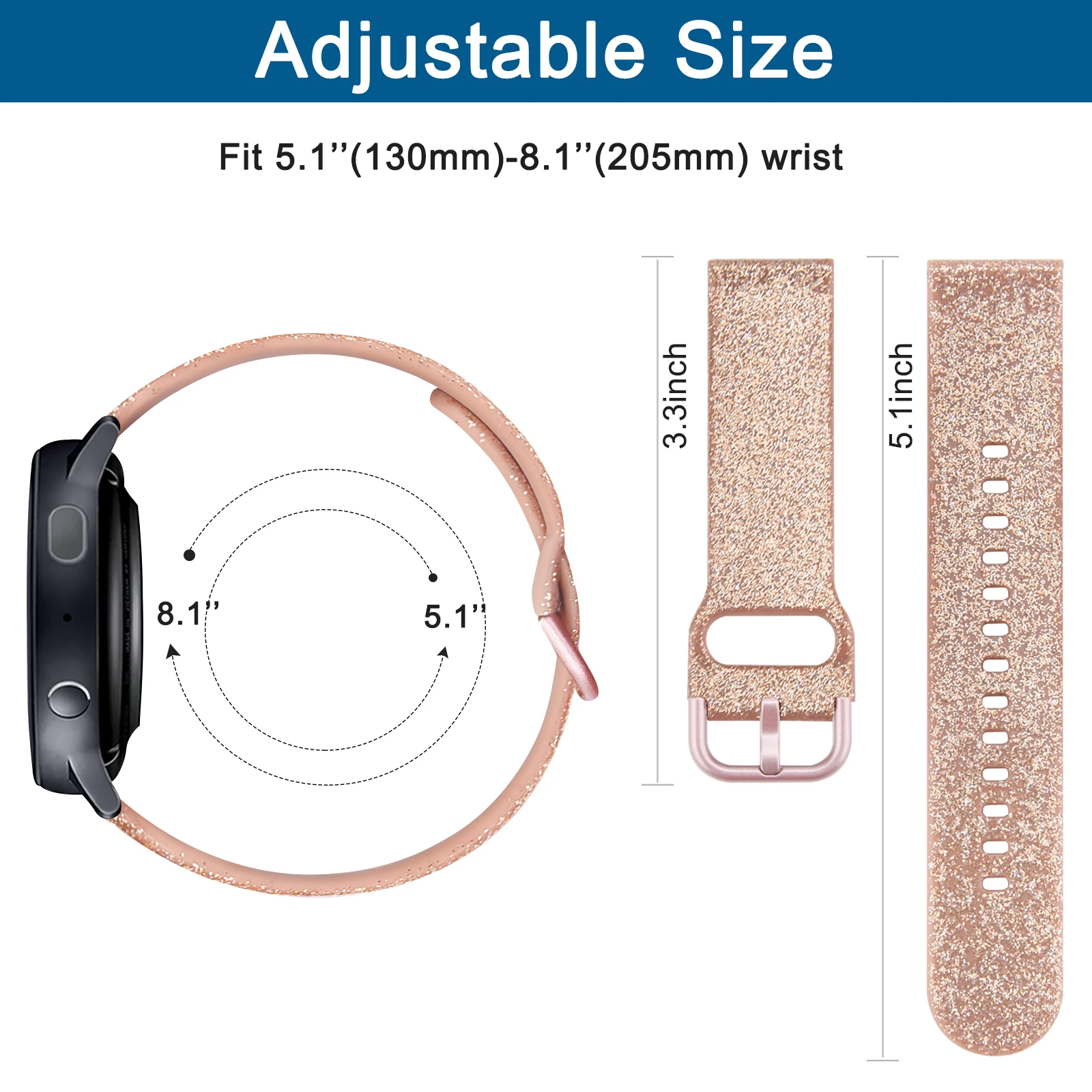 Versatile Silicone Watch Band - 20mm/22mm Adjustable Strap