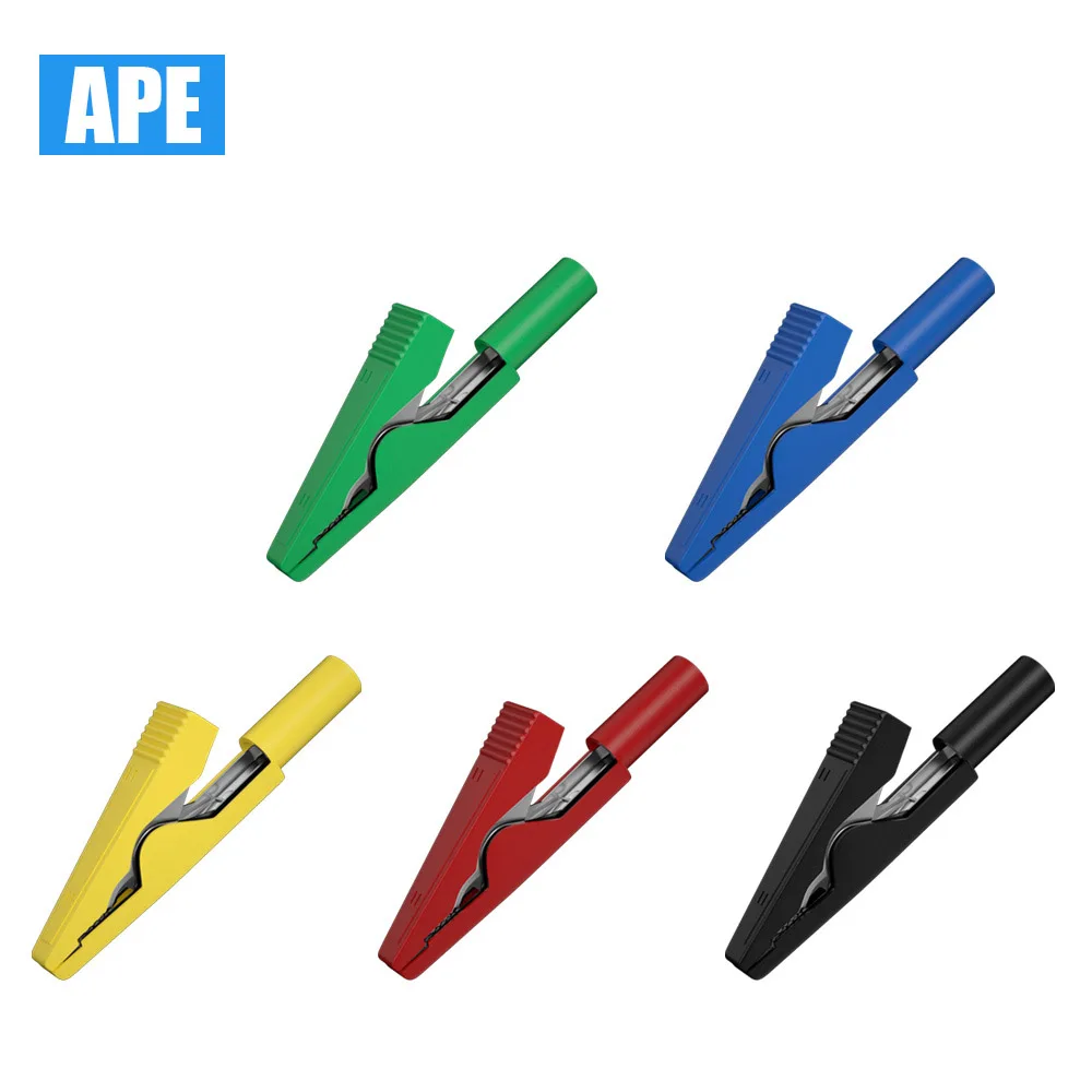 5pcs Alligator Clips 2mm Socket Insulation Metal Crocodile Clamp Test Accessories For Multimeter alligator clips test clip test hooks clips