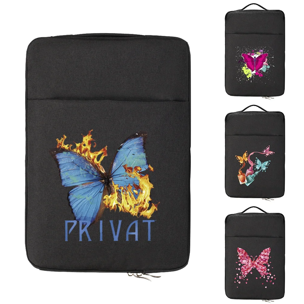 Waterproof Zipper Laptop Bag For Apple Macbook Air Pro 16 Inch Dell Xps 11 12 13 14 15 Butterfly Pattern Notebook Case Handbag