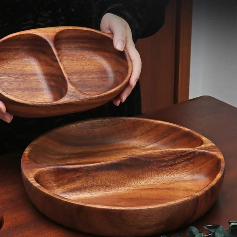 South American Walnut Fruit Platter Solid Wood Dried Fruit Snack Plate Salad Bowl Wooden Basin Large Dinner Plate