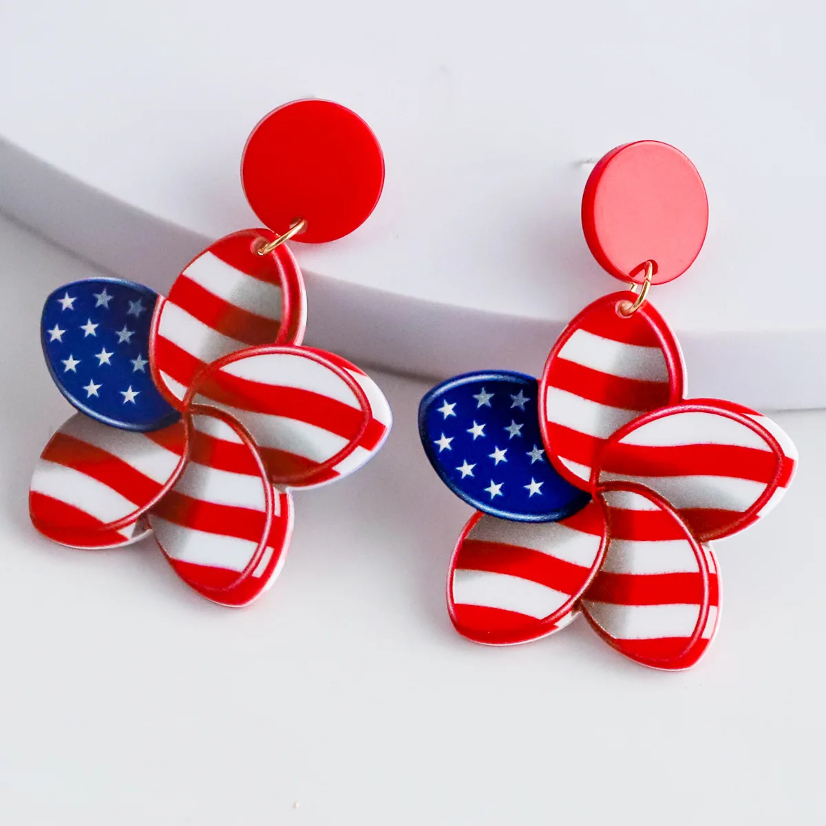 

Creativity Red White Blue Stripes American Flag Acrylic Oval Earrings Independence Day Pendant Earring Jewelry Ornament Gif