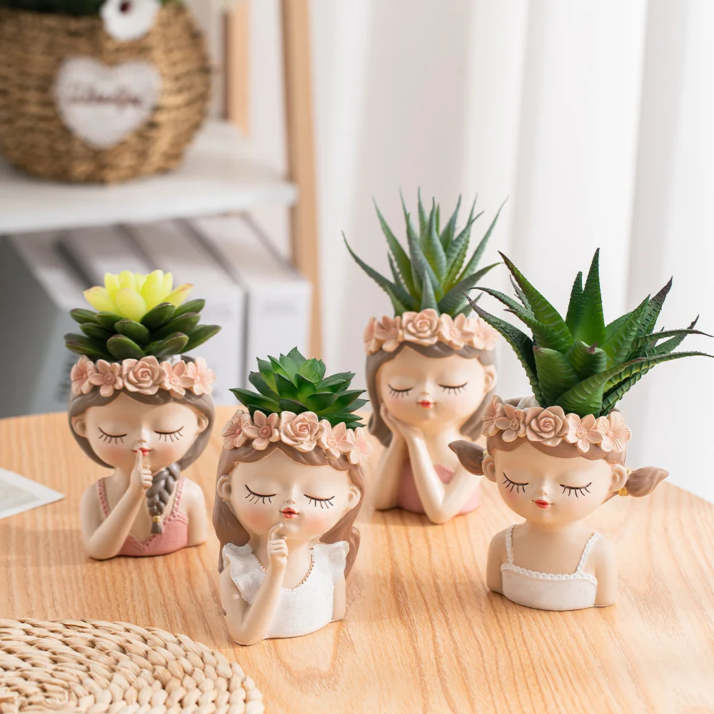 Nordic Flower Pots Cute Girl Decorative Planters Succulents Cactus Flower Pot Decorative Planters for Plants Home Decor Gift flower pot plant pot
