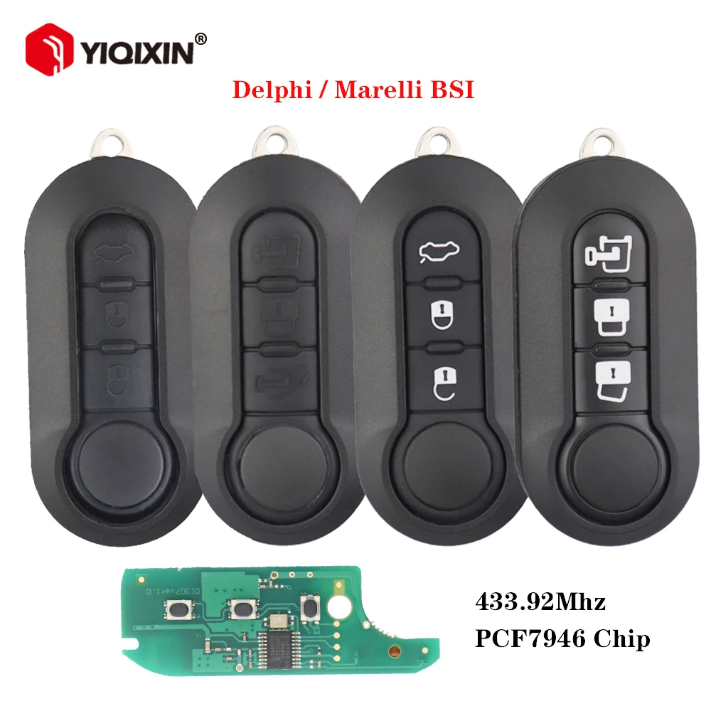 

433MHz PCF7946 Chip Remote Car Key For Fiat 500 500L MPV Panda Punto Bravo Ducato Citroen Jumper Peugeot Boxer 2008-2015 Uncut