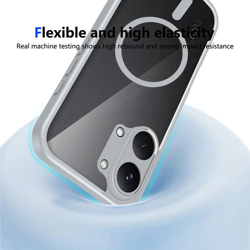 Magnetic Transparent Silicone Shockproof Phone Case with TPU Bumper and PC Back