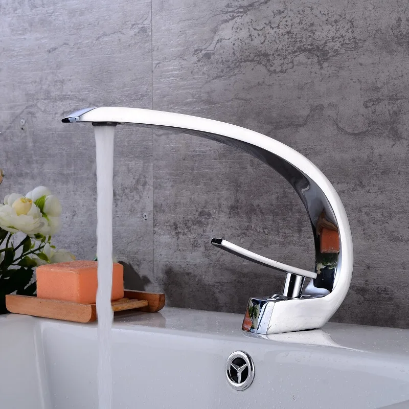 

Black Paint Copper Faucet Washbasin Hot Cold Water Mixer Tap Single Hole Kitchen Sink Half Bow Shape Faucet Bathroom Accessories
